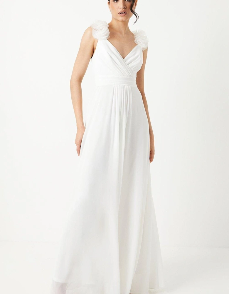 Corsage Detail Chiffon A Line Wedding Dress