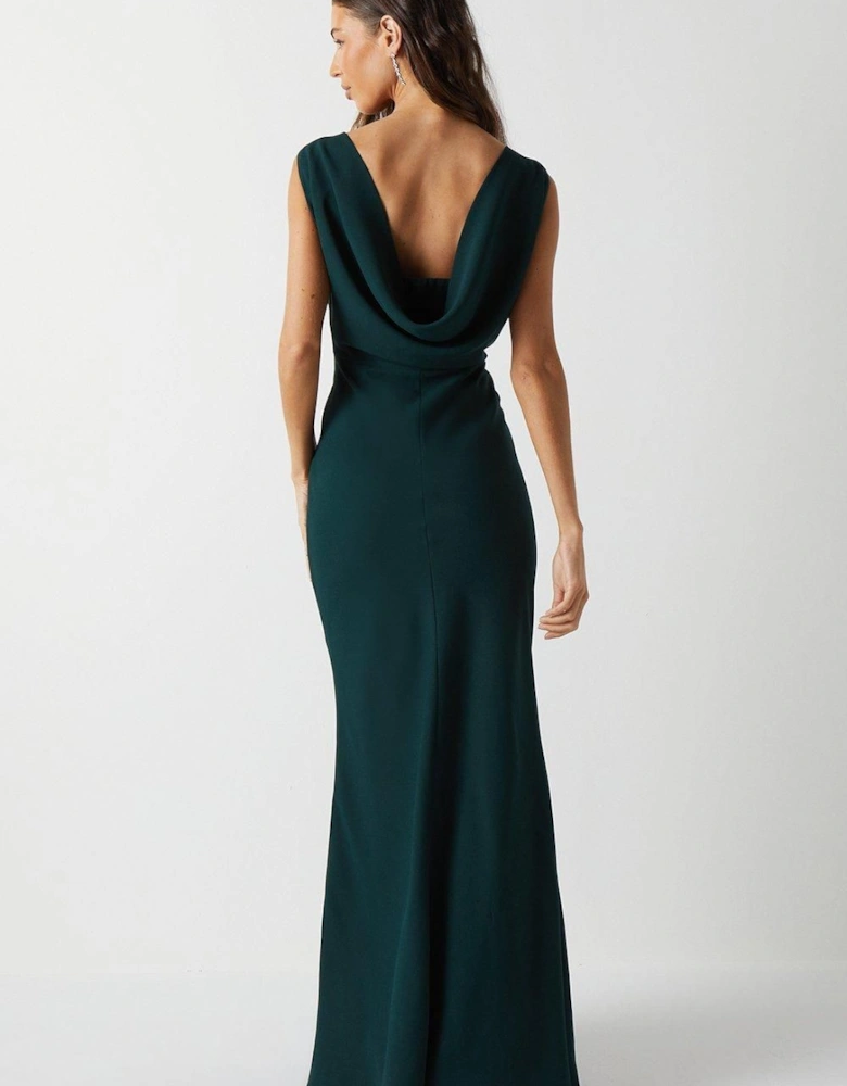 Cowl Back Fishtail Bridesmaid Maxi Dress