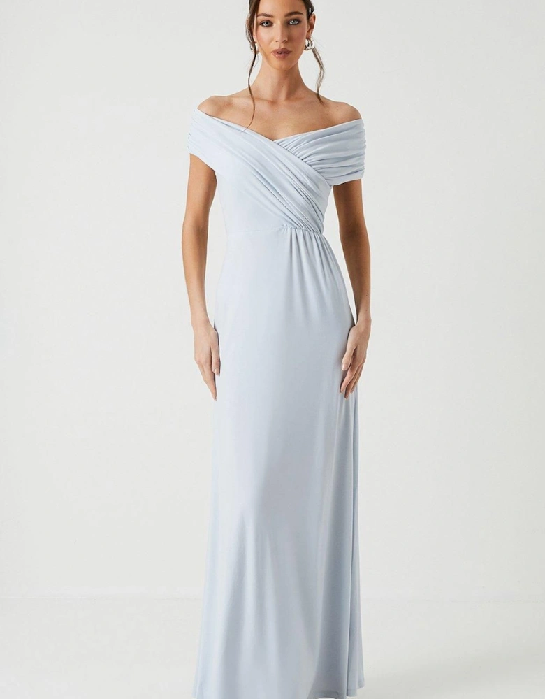 Bardot Ruched Jersey Bridesmaid Dress