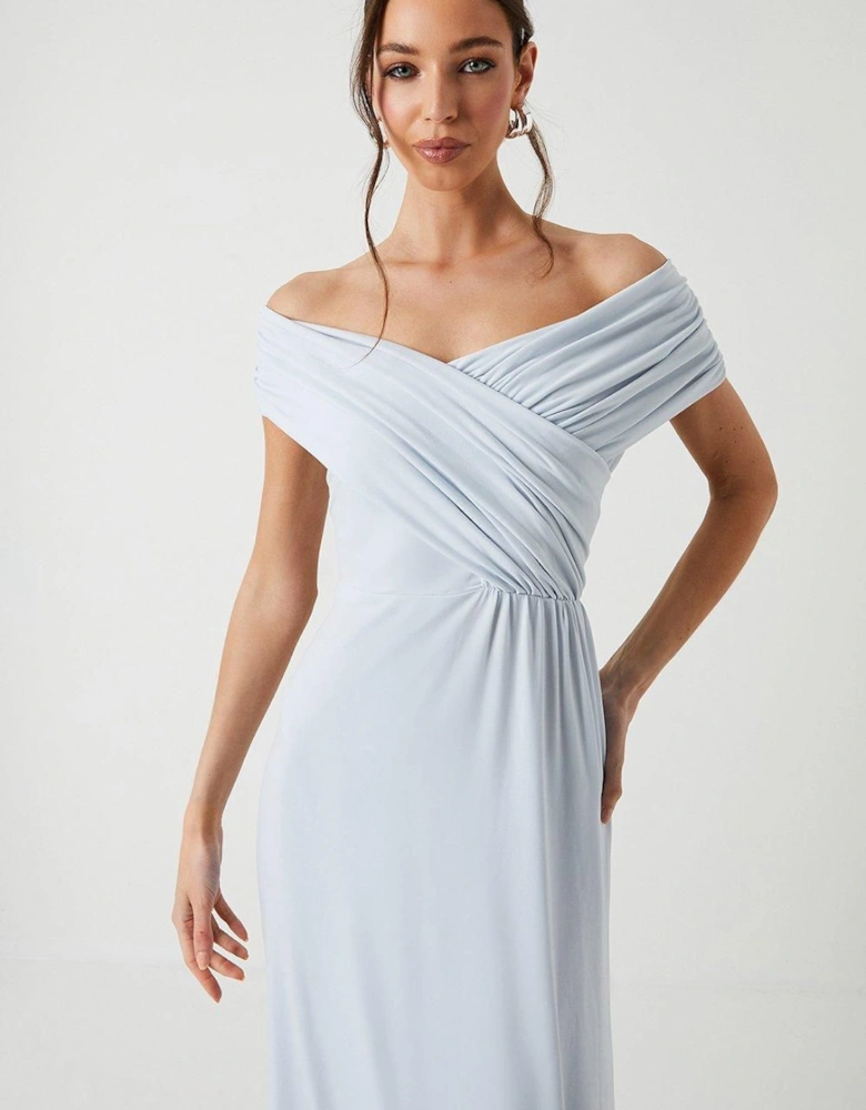 Bardot Ruched Jersey Bridesmaid Dress