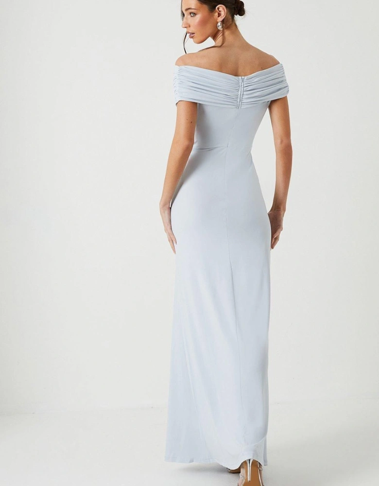 Bardot Ruched Jersey Bridesmaid Dress