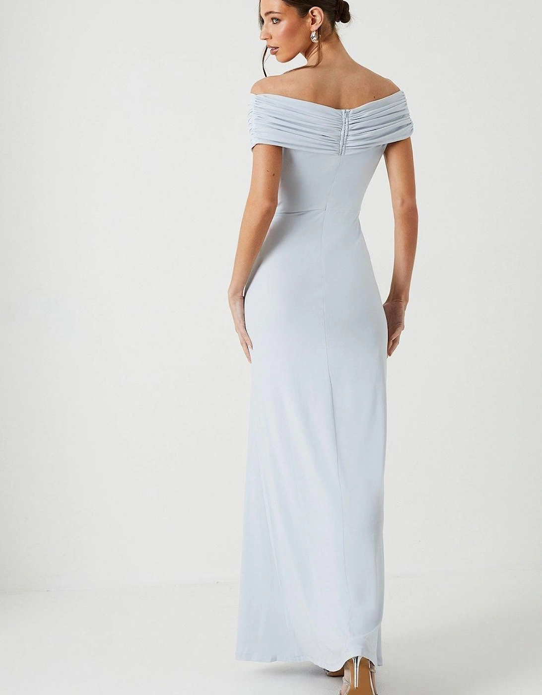 Bardot Ruched Jersey Bridesmaid Dress