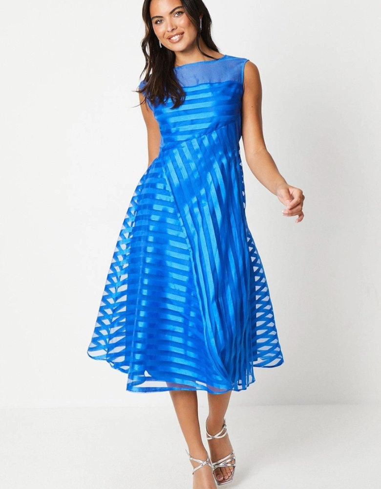 Stripe Organza Midi Dress