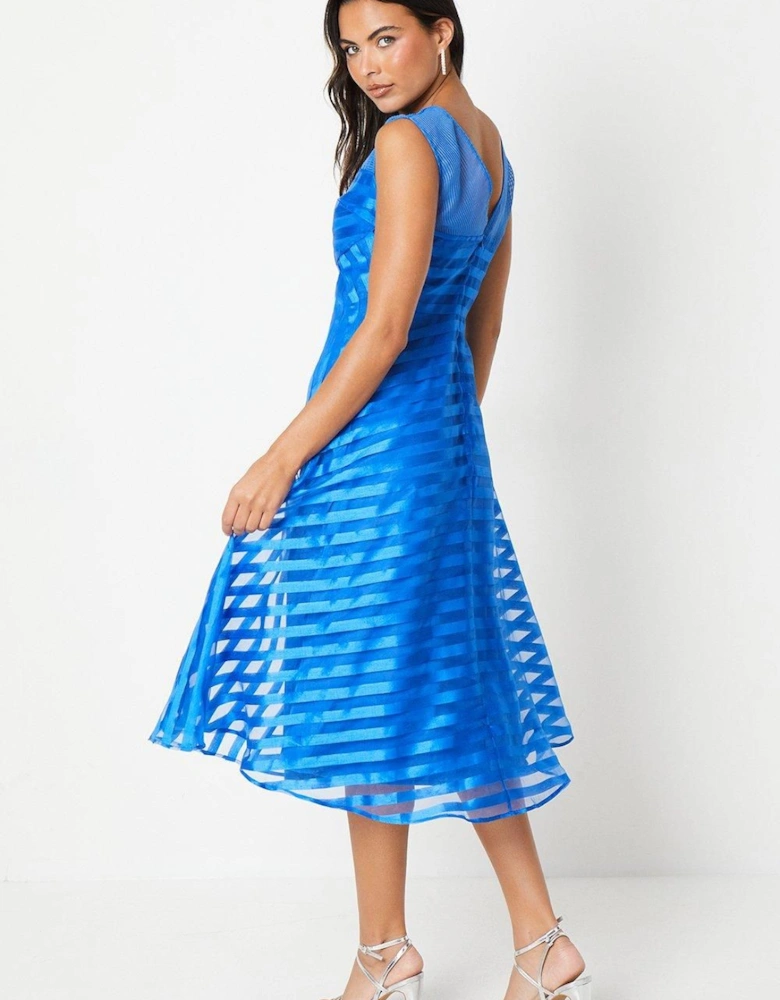 Stripe Organza Midi Dress