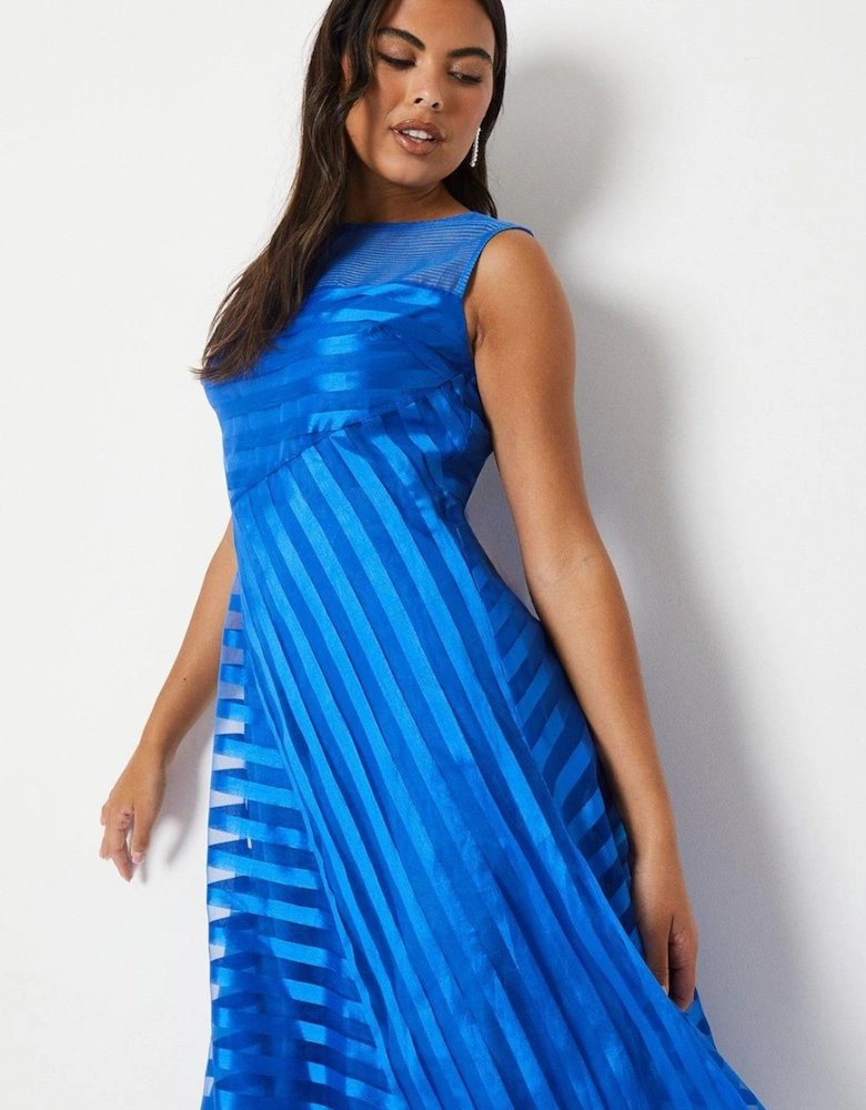 Stripe Organza Midi Dress