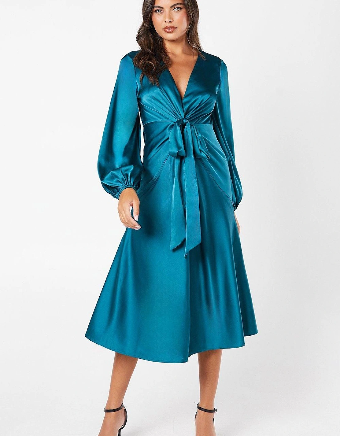 Satin Twist Front Midi Dress, 6 of 5