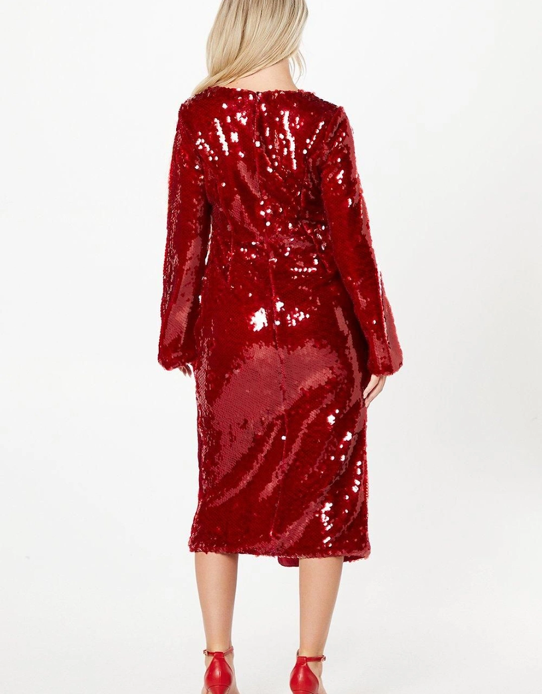 Petite Party Sequin Long Sleeve Pencil Dress