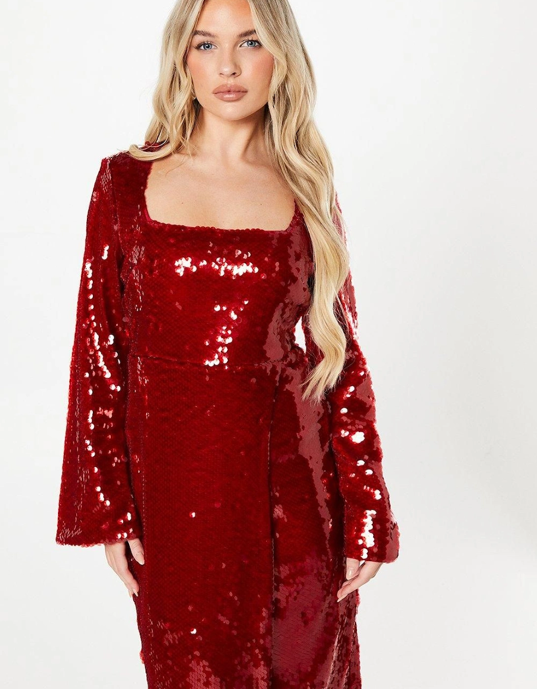 Petite Party Sequin Long Sleeve Pencil Dress