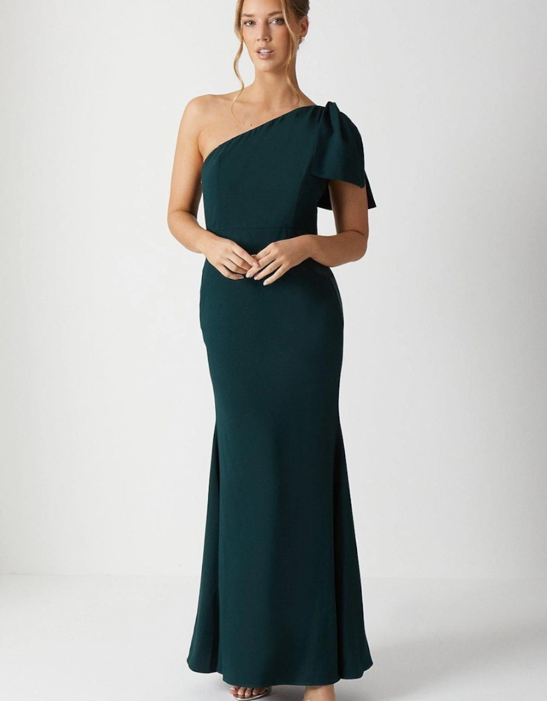 Bow One Shoulder Bridesmaid Dress