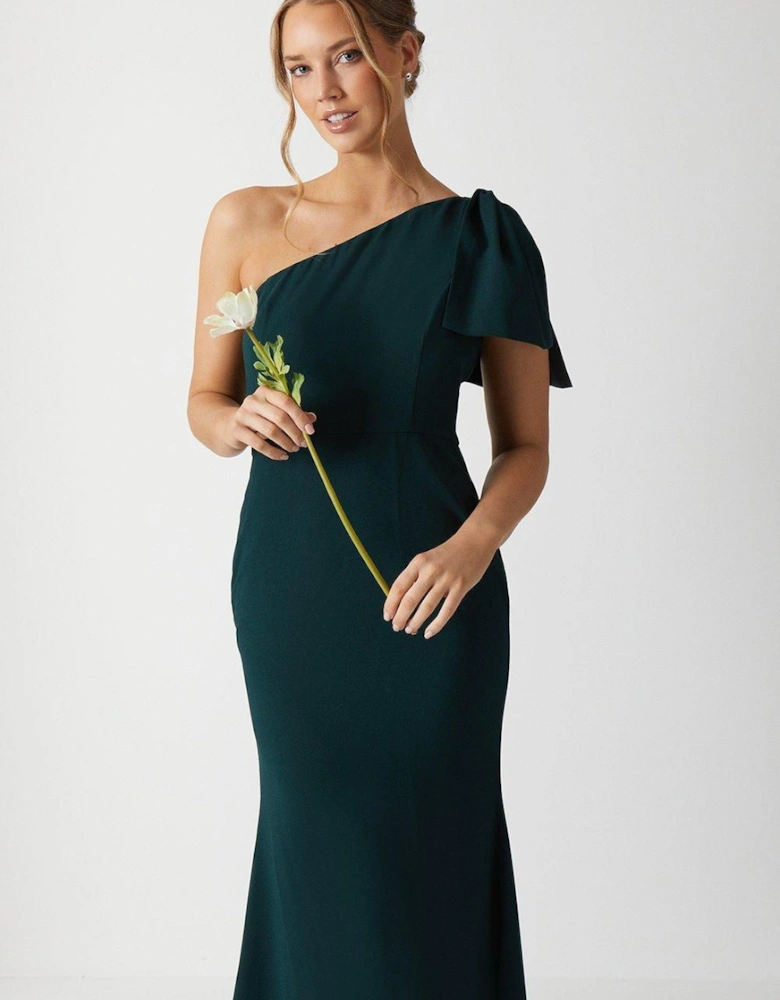 Bow One Shoulder Bridesmaid Dress