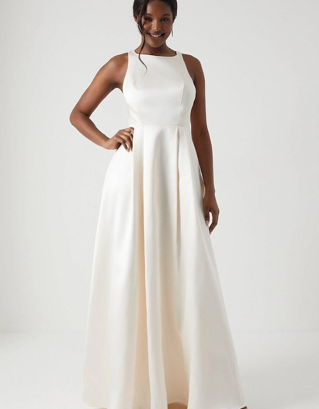 Cross Back Twill Ecru Maxi Dress, 6 of 5