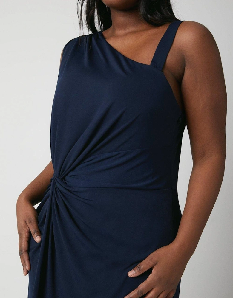 Plus Size Twist Detail One Shoulder Jersey Bridesmaids Dress