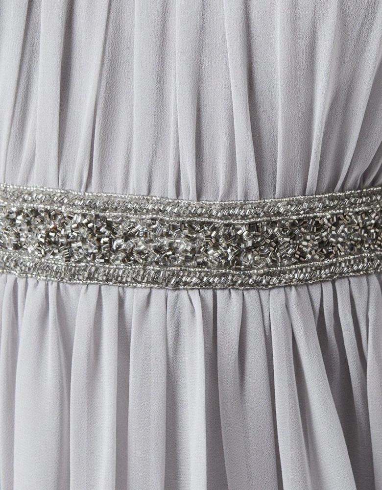 Drape Cape Detail Chiffon Bridesmaid Maxi Dress