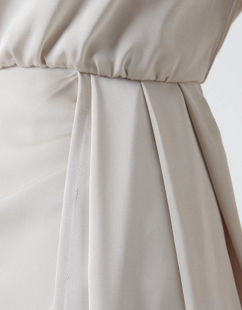 Cowl Neck Sash Satin Bridesmaid Dress