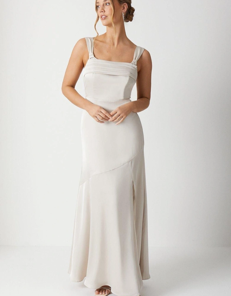 Cape Back Pleat Detail Bridesmaids Dress