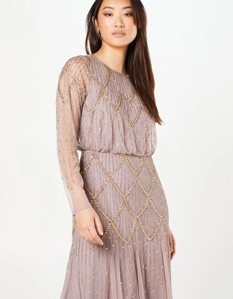 Party Sequin Long Sleeve Midi Dress