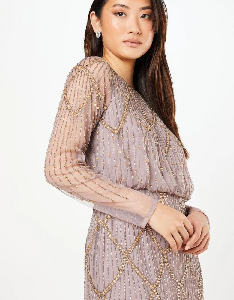 Party Sequin Long Sleeve Midi Dress