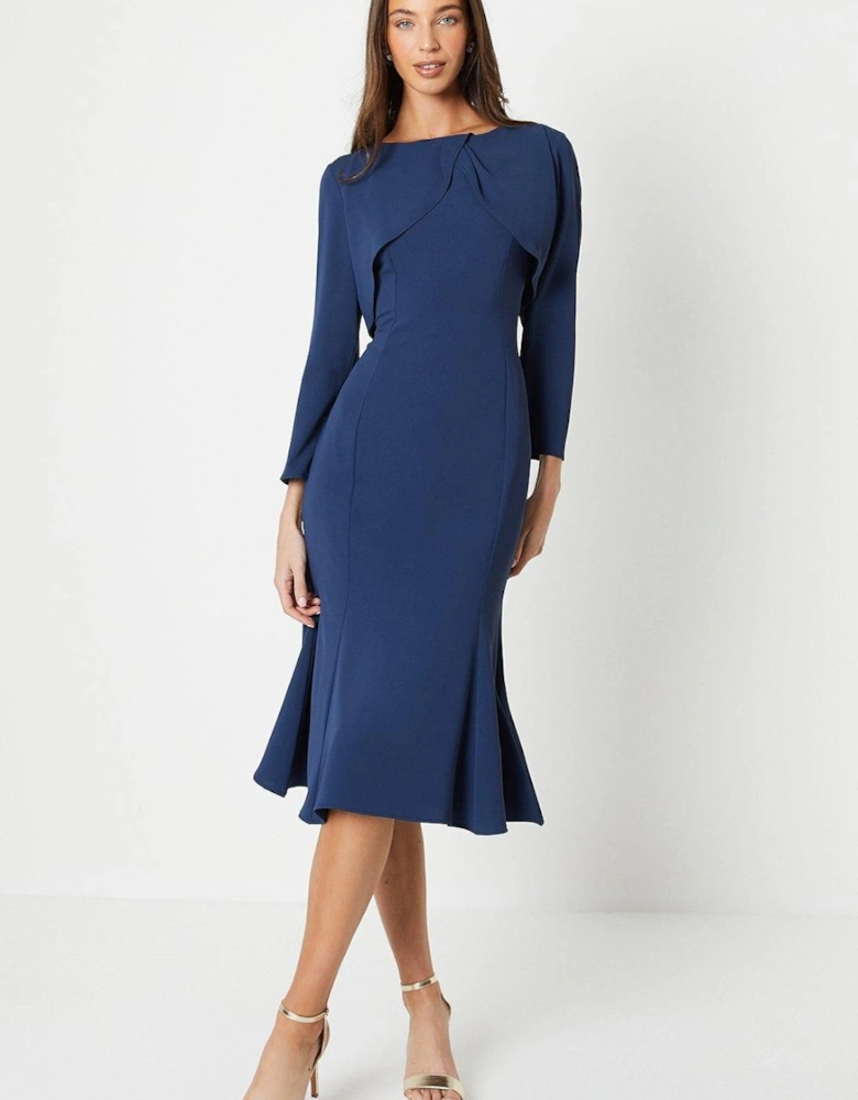 Tulip Bodice Long Sleeve Midi Dress