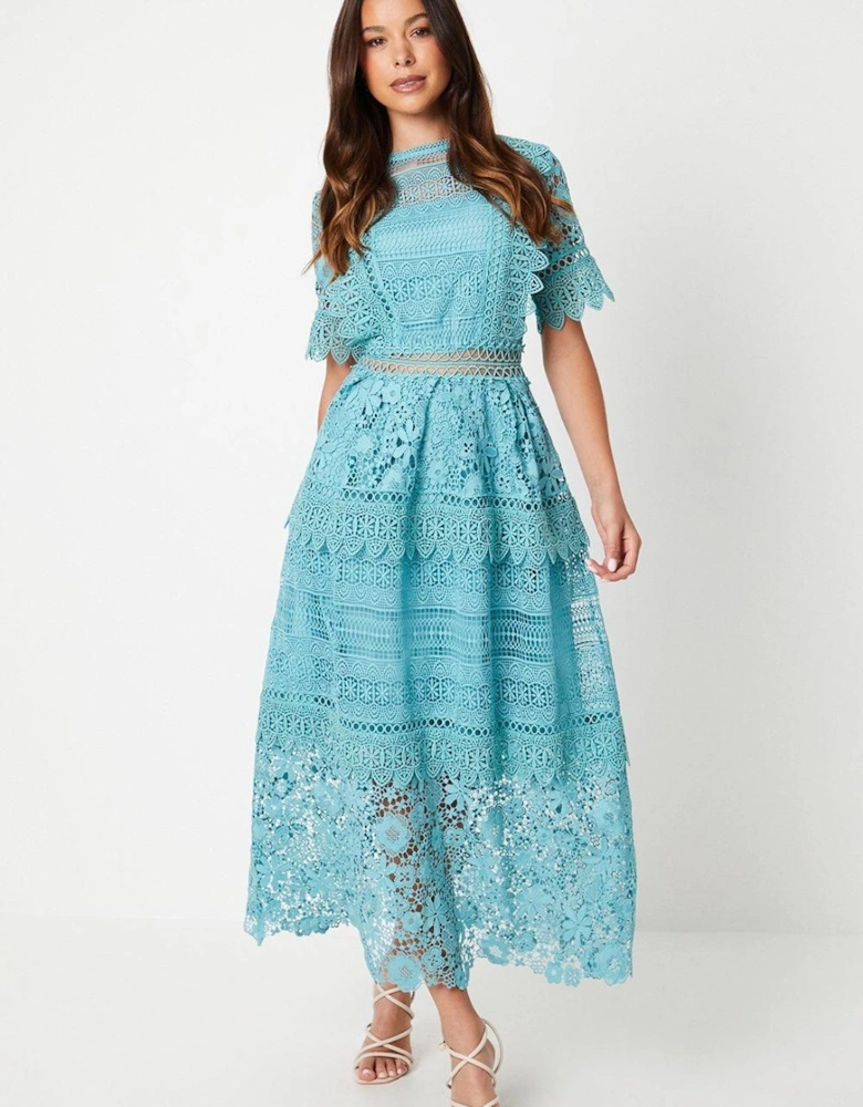 Lace Mix Midi Dress