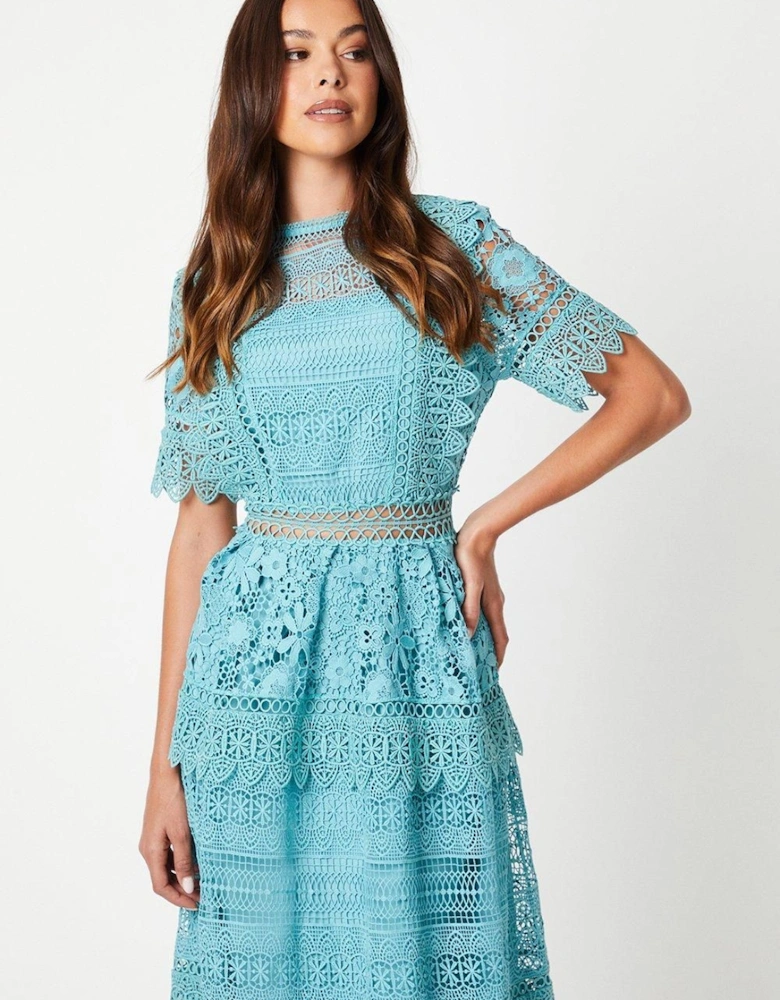 Lace Mix Midi Dress