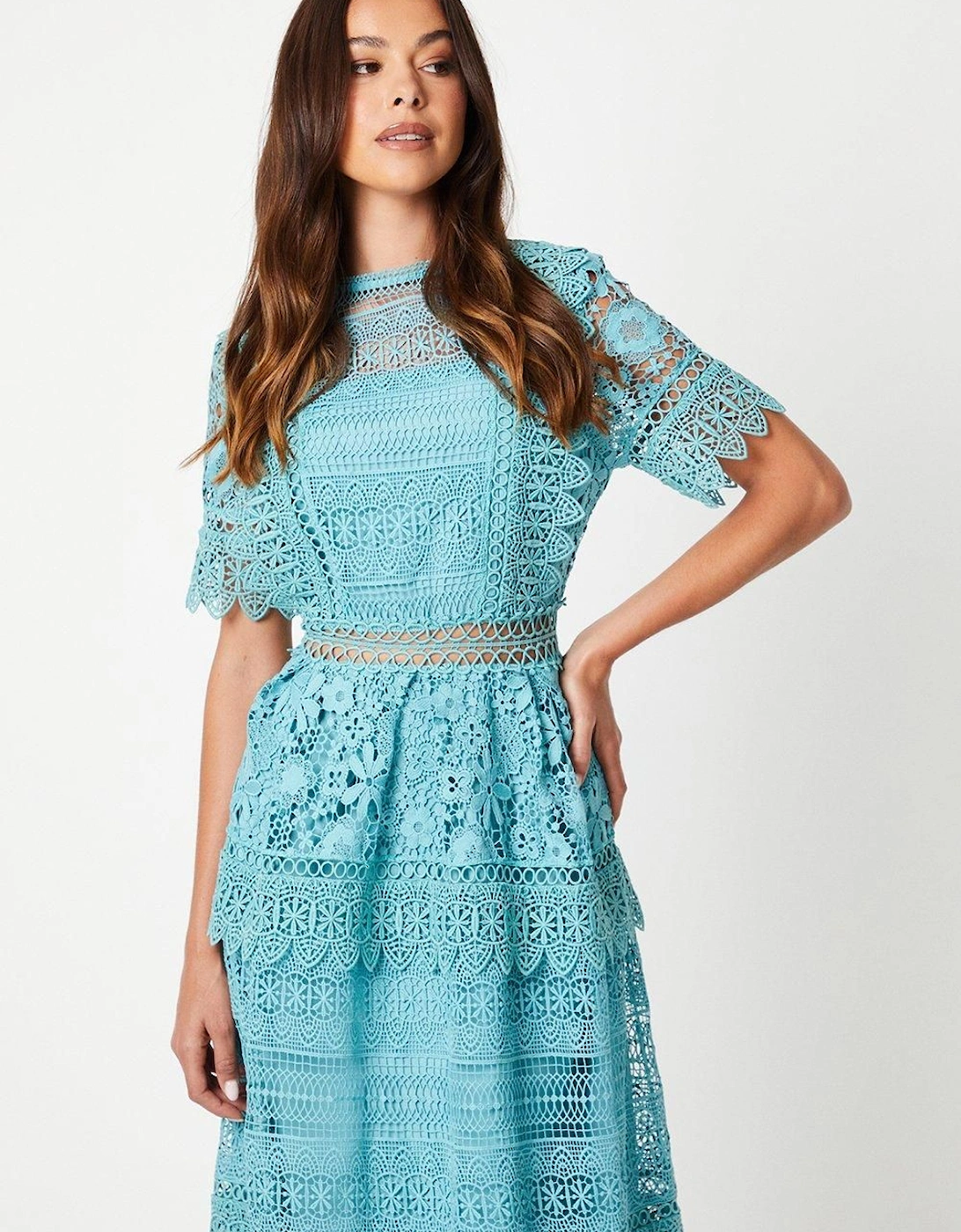 Lace Mix Midi Dress