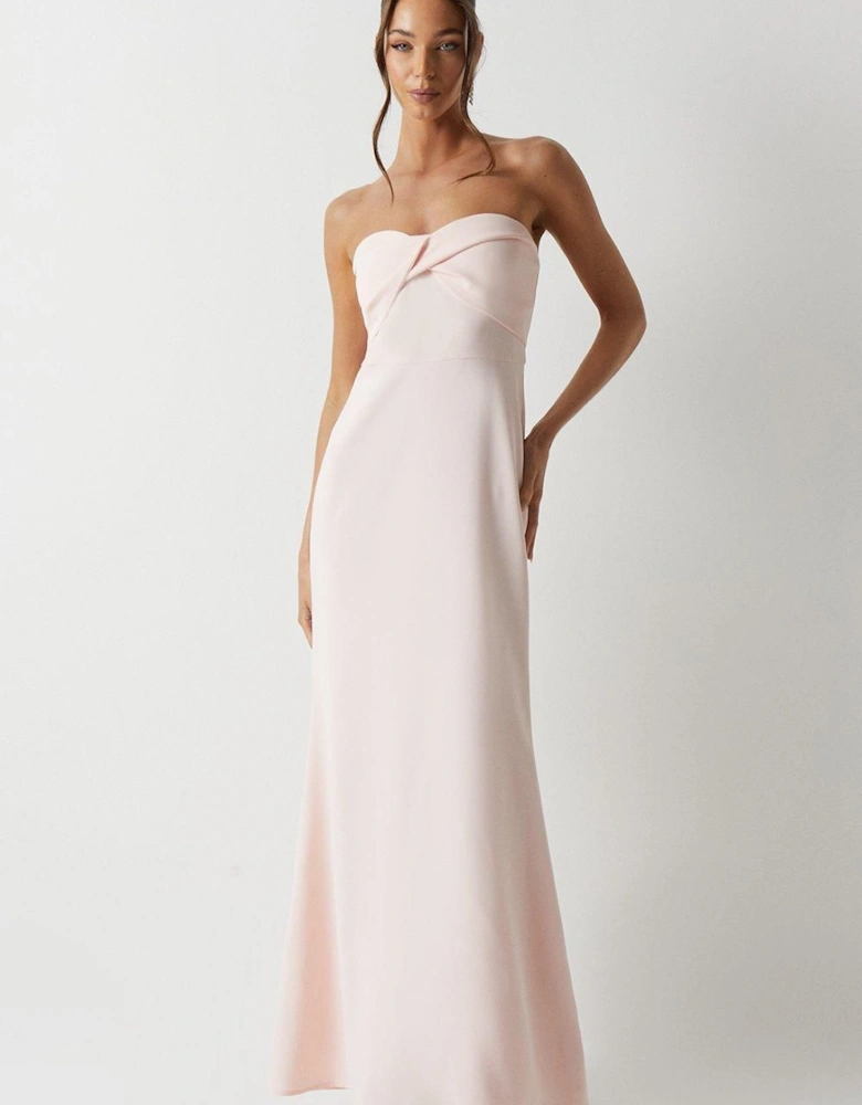 Twist Bandeau Crepe Bridesmaid Dress