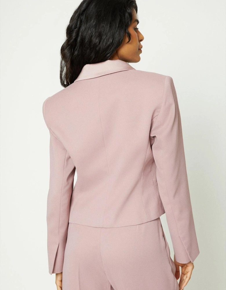 Petite Tailored Satin Trim Blazer