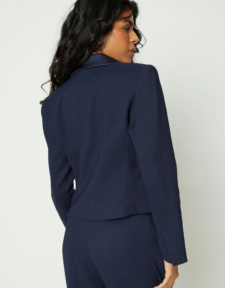 Petite Tailored Satin Trim Blazer