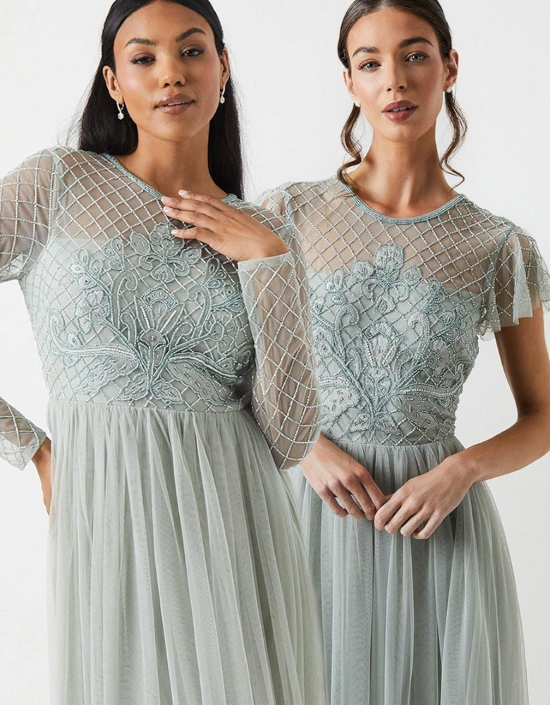 Embellished Mesh Two In One Bridesmaids Dress