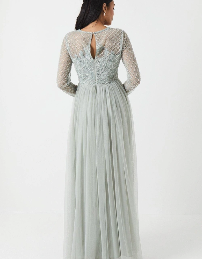 Embellished Mesh Two In One Bridesmaids Dress