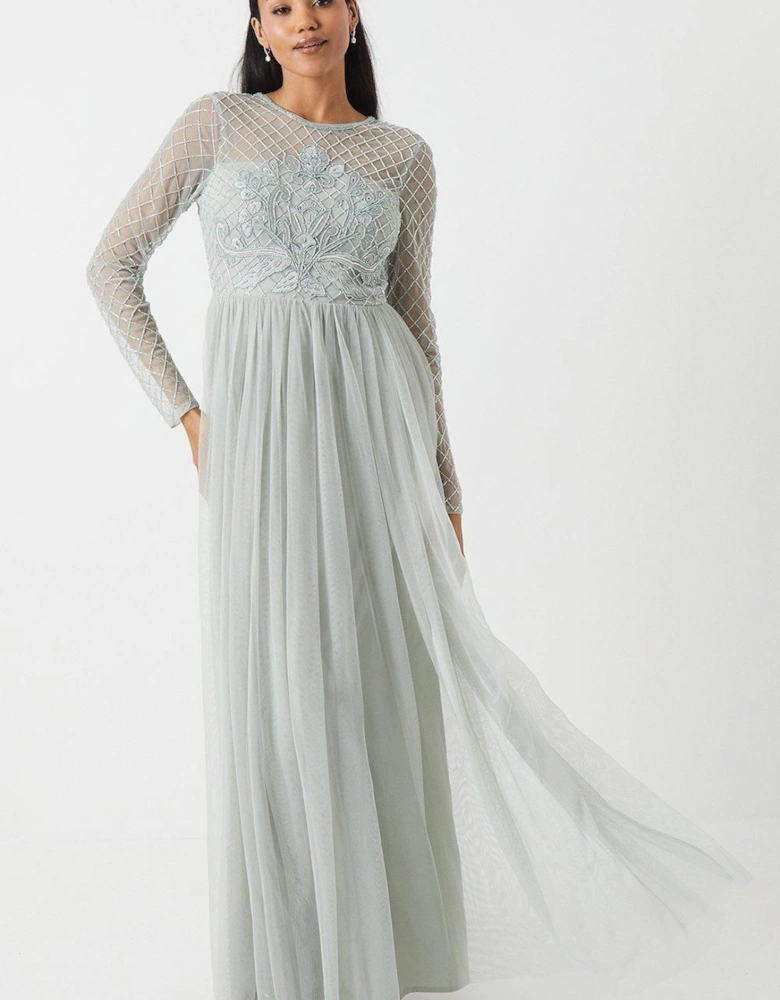 Embellished Mesh Two In One Bridesmaids Dress