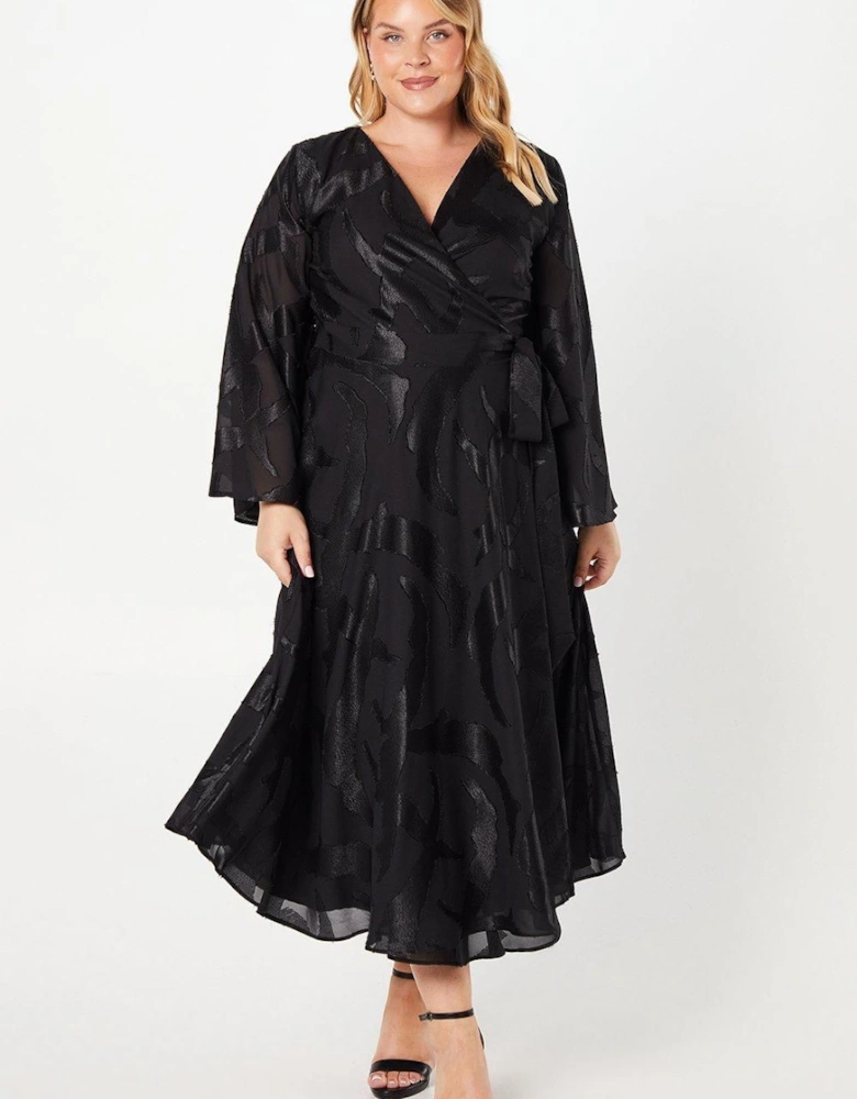 Plus Dip Hem Wrap Midi Dress