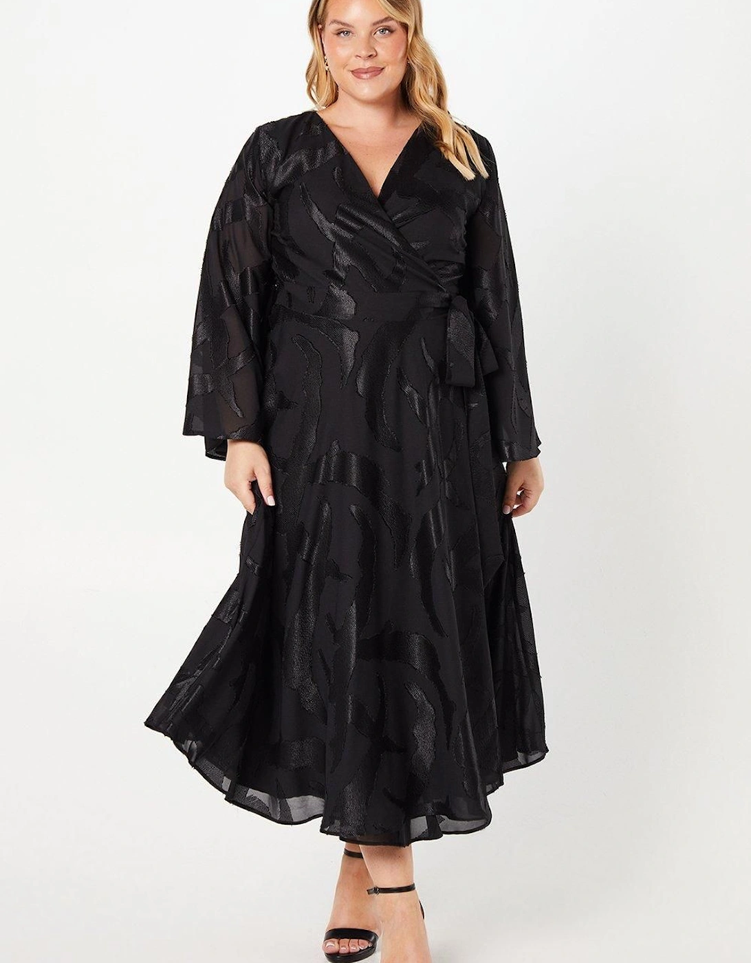 Plus Dip Hem Wrap Midi Dress, 6 of 5