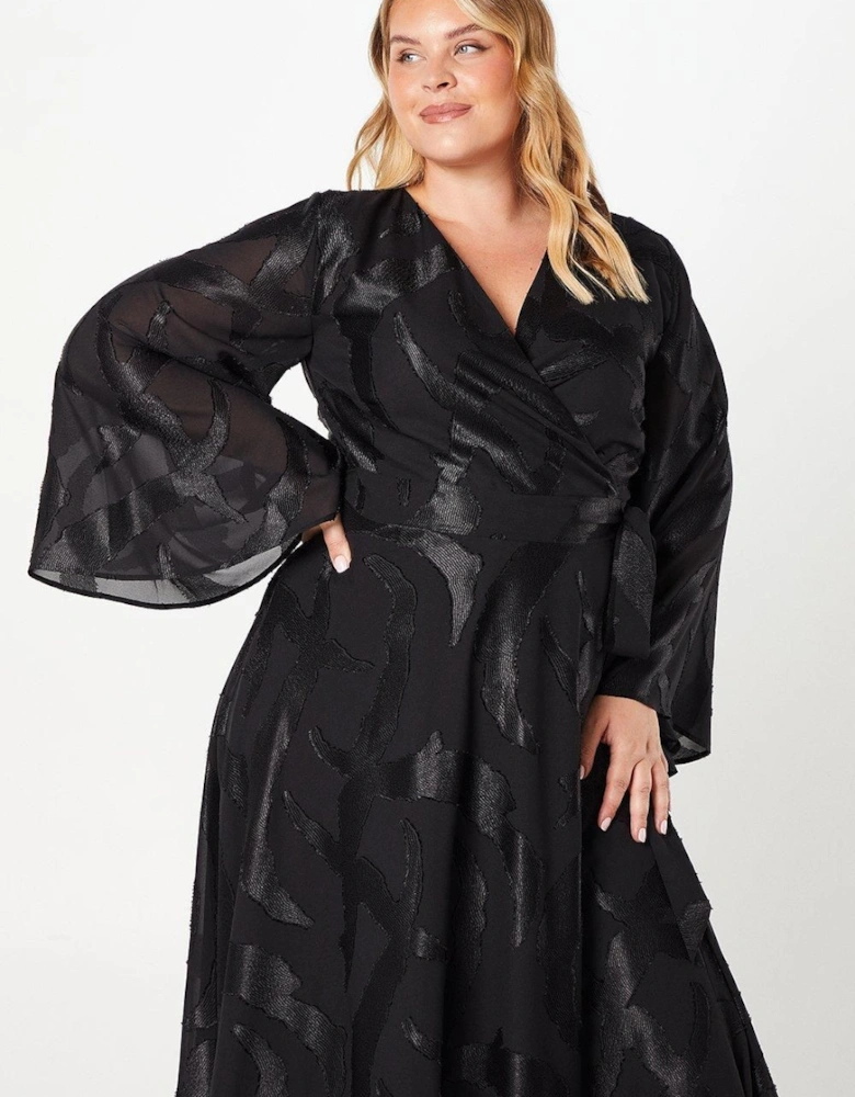 Plus Dip Hem Wrap Midi Dress