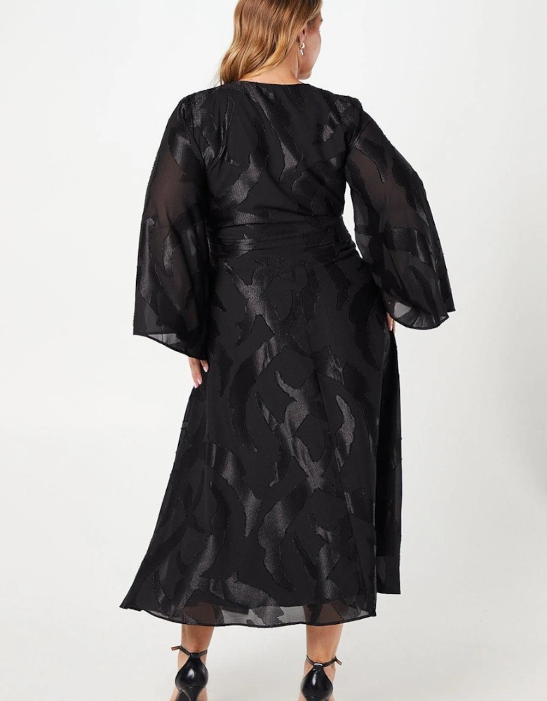 Plus Dip Hem Wrap Midi Dress