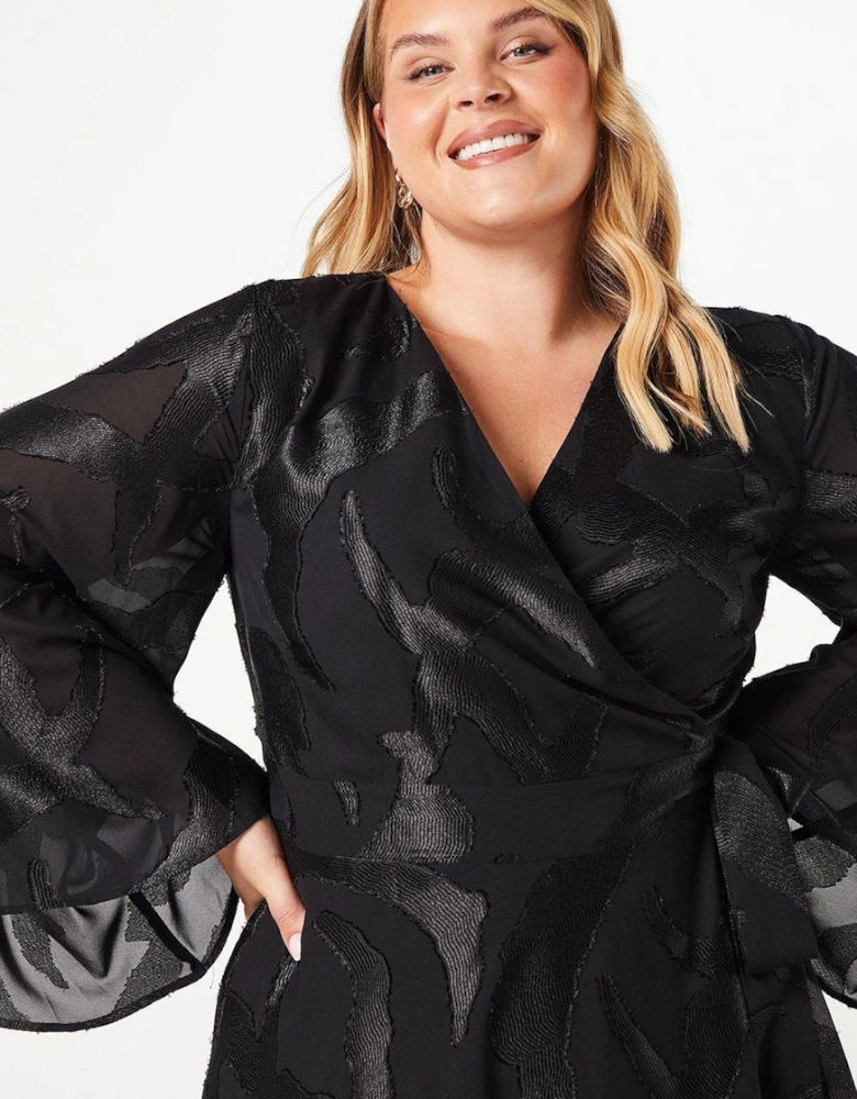 Plus Dip Hem Wrap Midi Dress