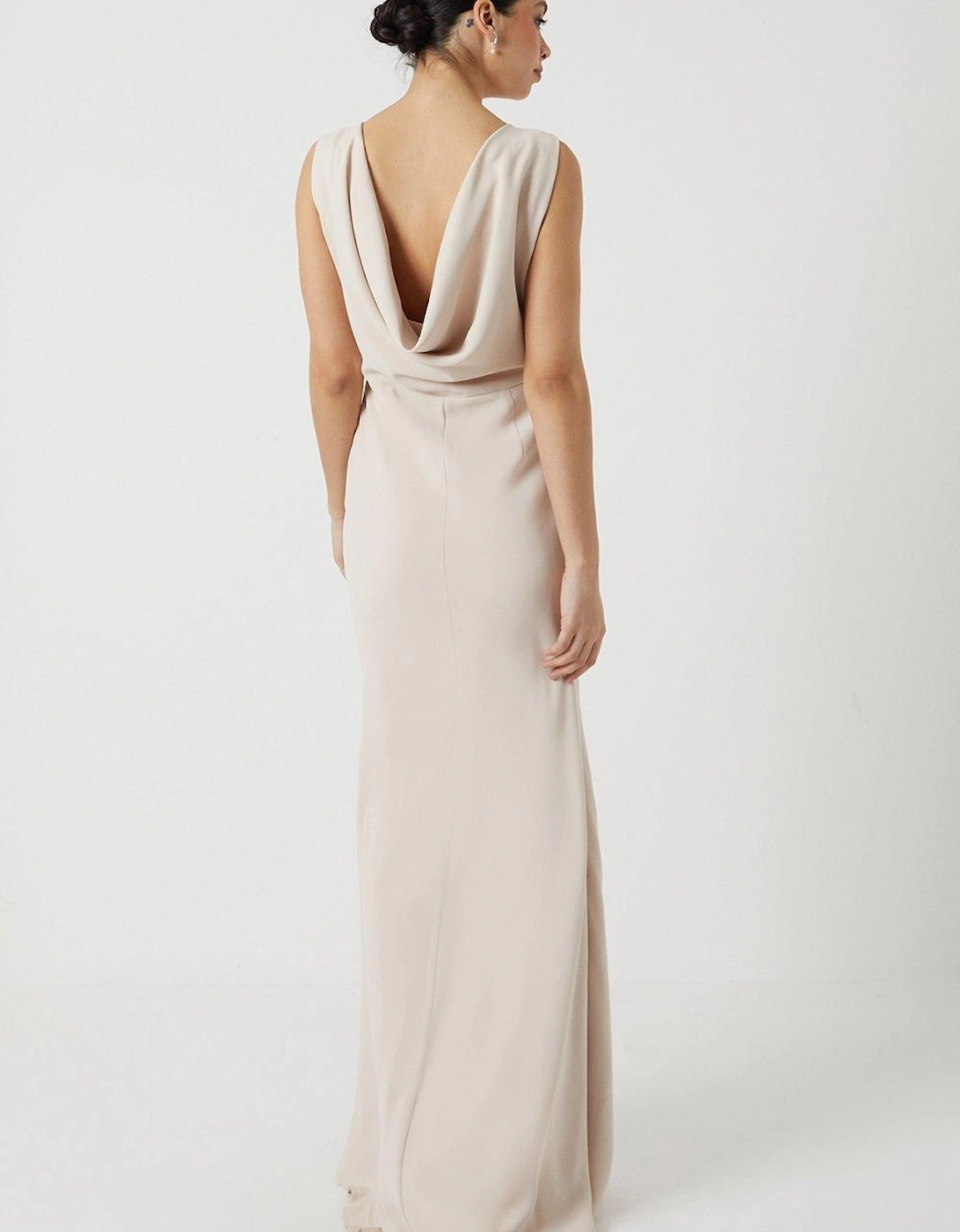 Cowl Back Fishtail Bridesmaid Maxi Dress