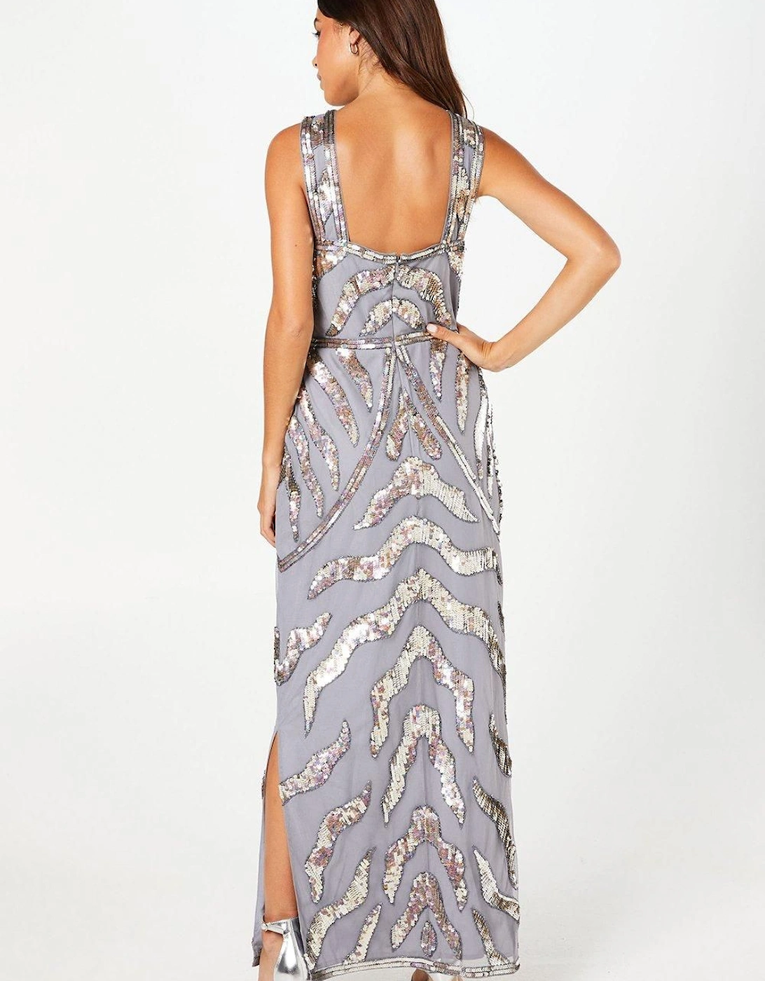 Party Sequin Abstract Midi Dress With Cross Neck