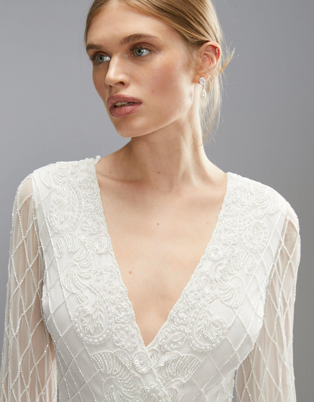Embellished Tie Back Boho Bridal Maxi Dress