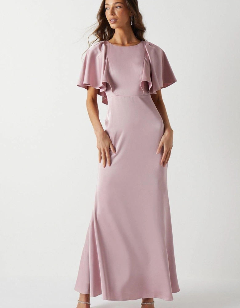 Tie Back Full Angel Sleeve Bridesmaids Dress