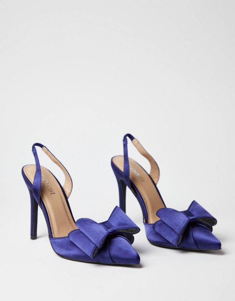 Tamara Satin Bow Sling Back Stiletto Court Shoes