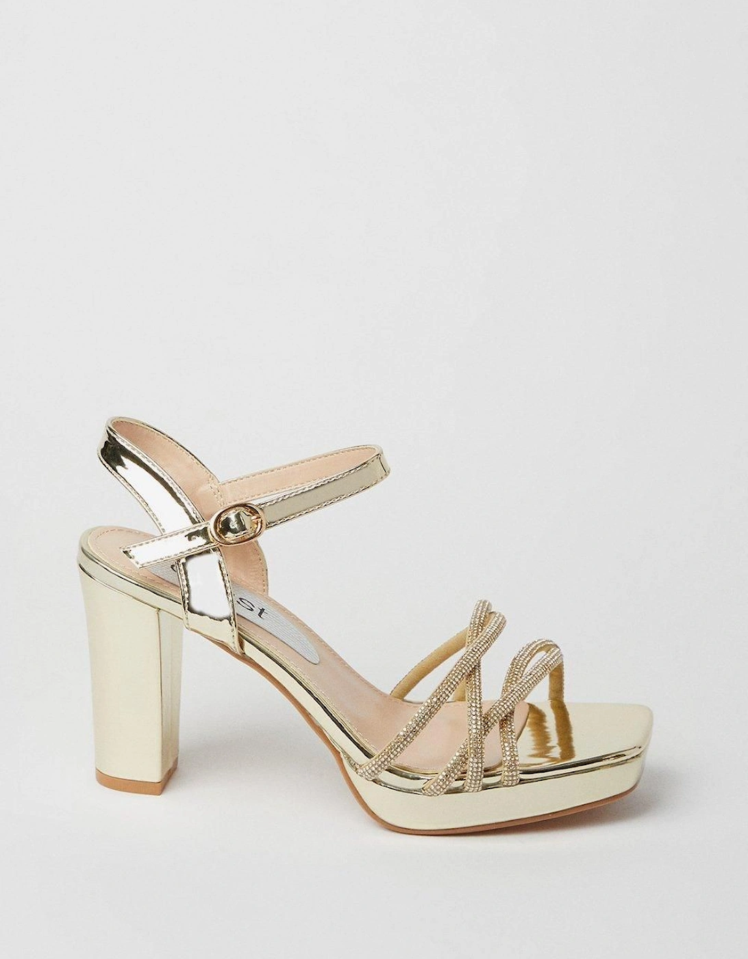 Taylor Faux Leather Diamante Platform Heeled Sandals