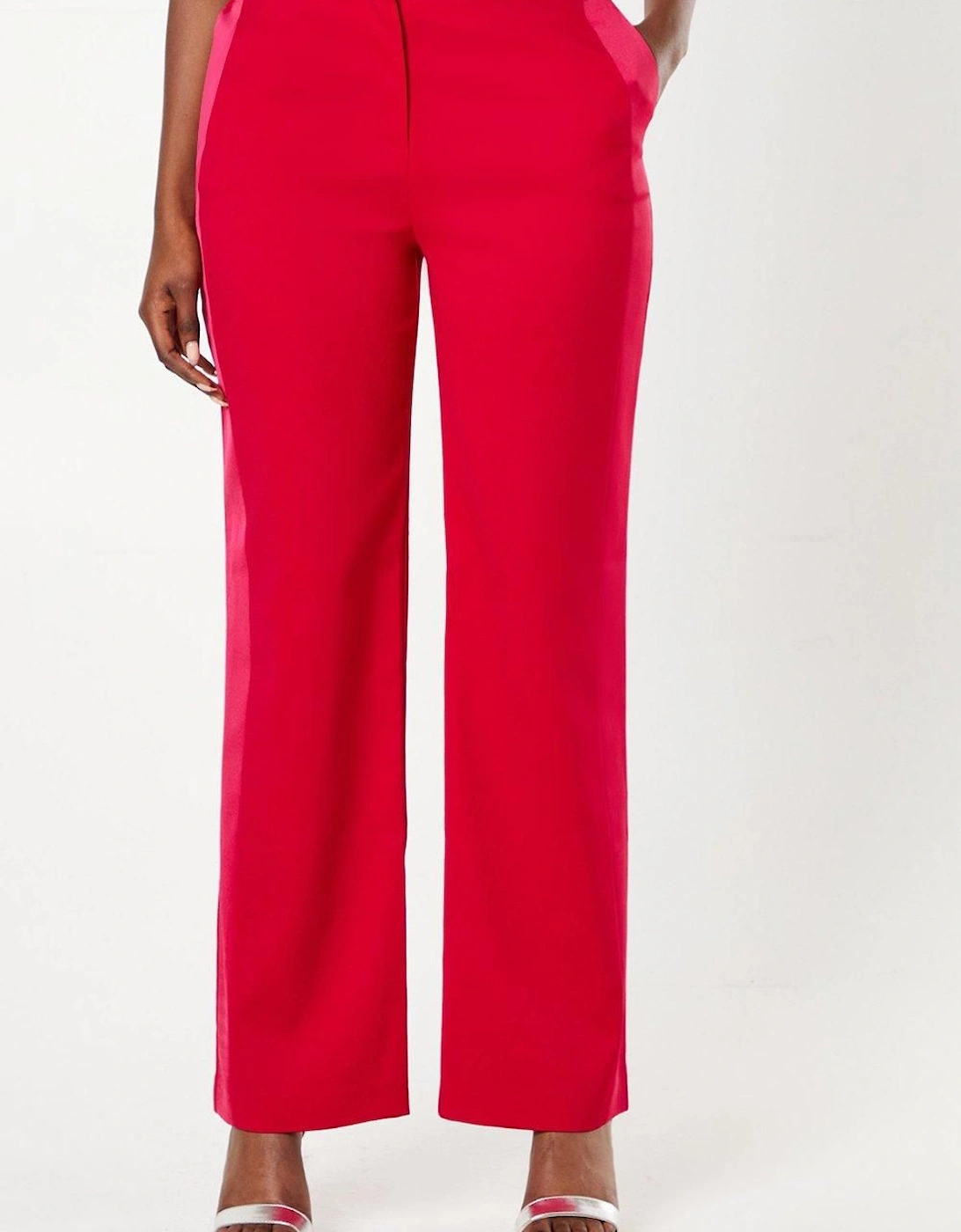 Satin Trim Slim Leg Tailored Trouser, 6 of 5