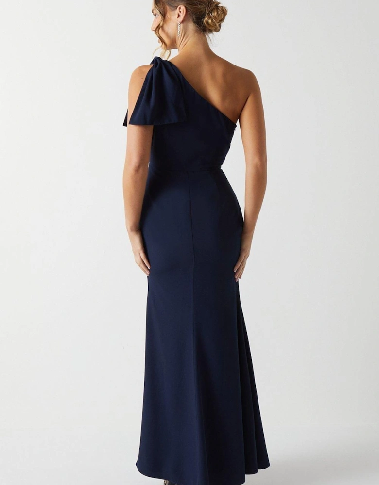 Bow One Shoulder Bridesmaid Maxi Dress