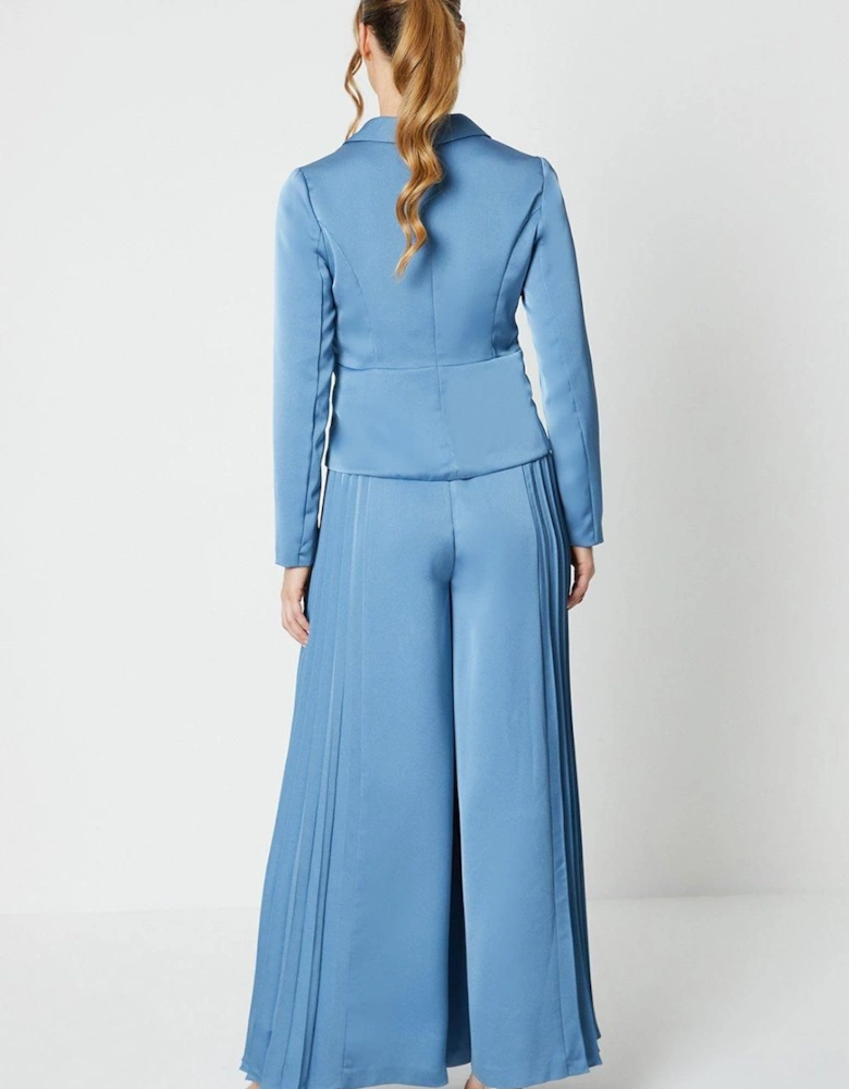 Side Panel Pleated Wide Leg Trousers