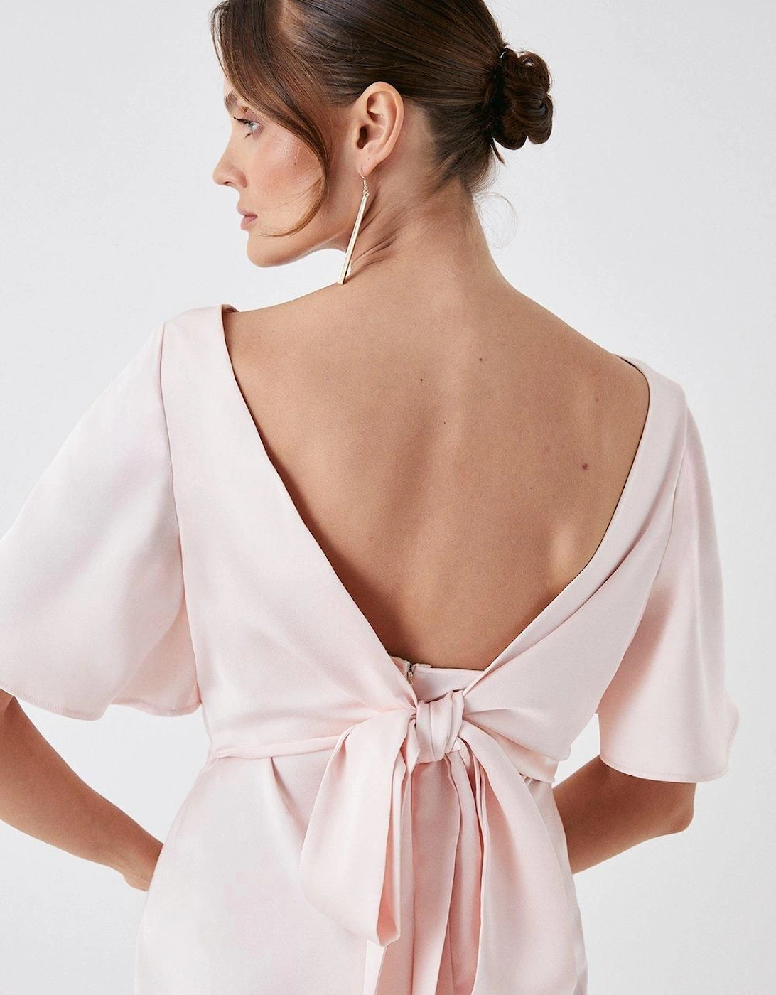 Tie Back Satin Back Crepe Bridesmaids Dress