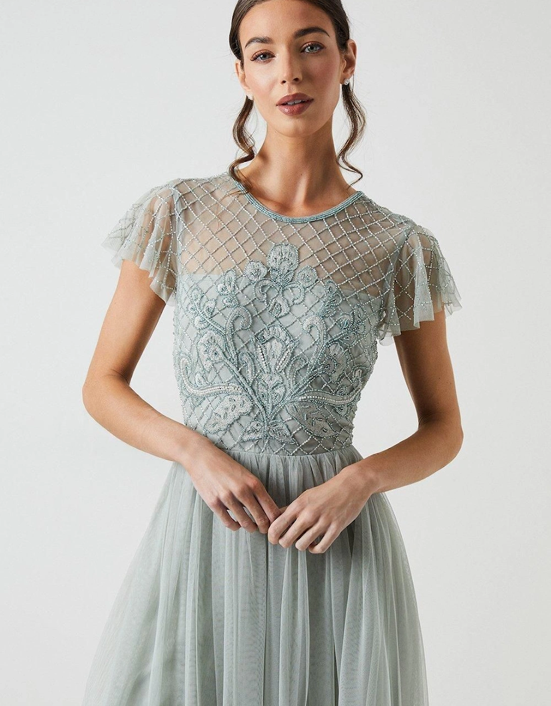 Baroque Embellished Angel Sleeve Two In One Bridesmaid Dress