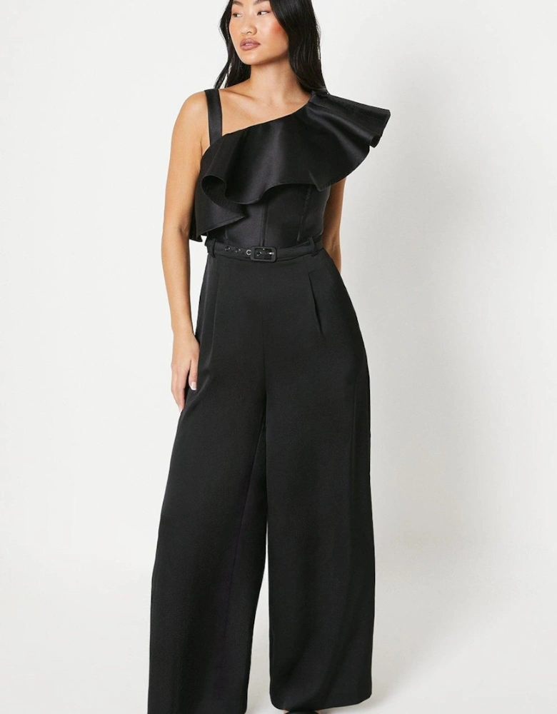 Petite Ruffle One Shoulder Jumpsuit