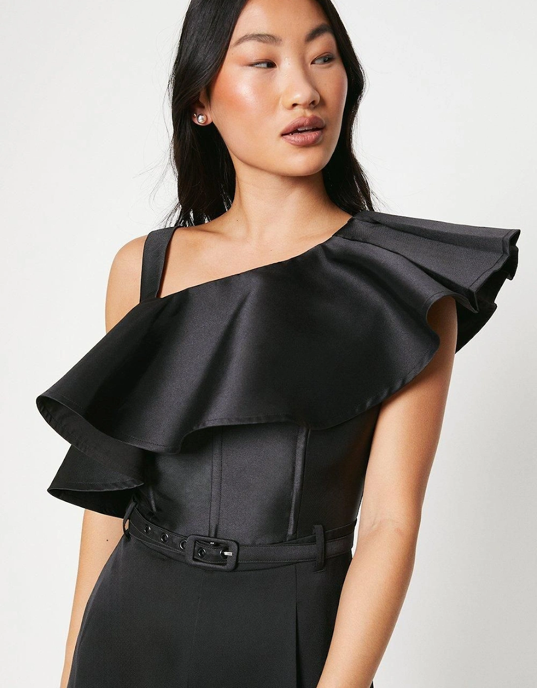 Petite Ruffle One Shoulder Jumpsuit