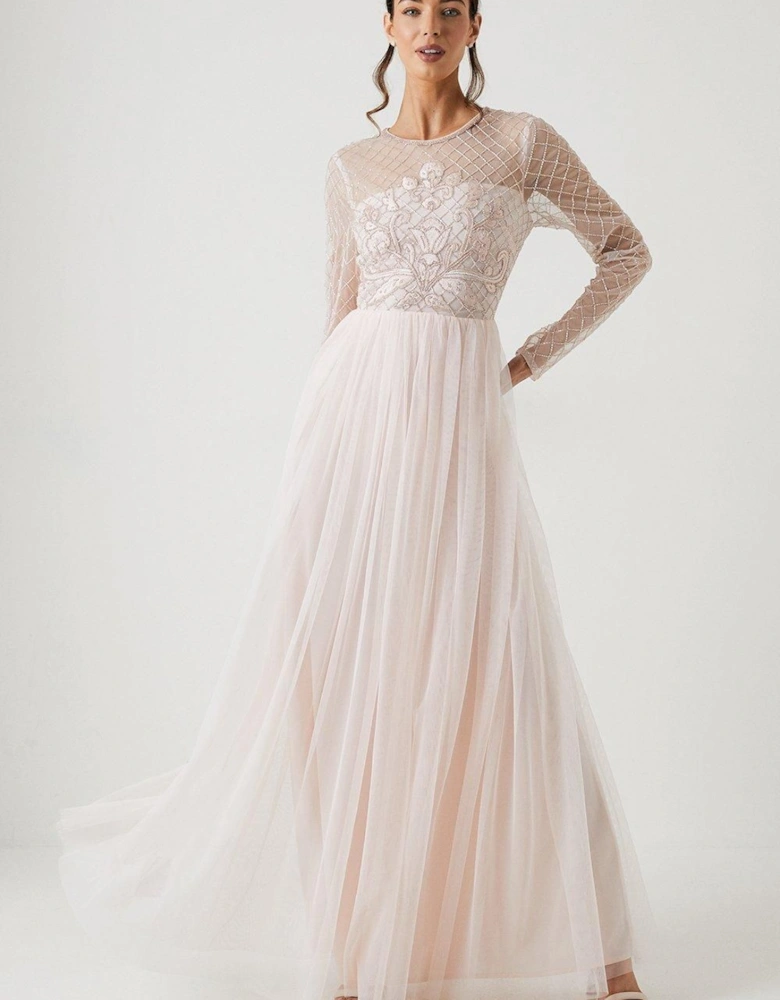 Embellished Mesh Two In One Bridesmaids Dress